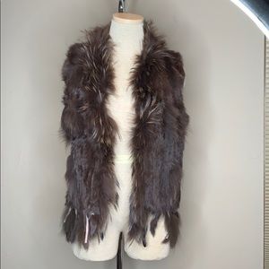 Rabbit Fur Vest, brown SZ medium